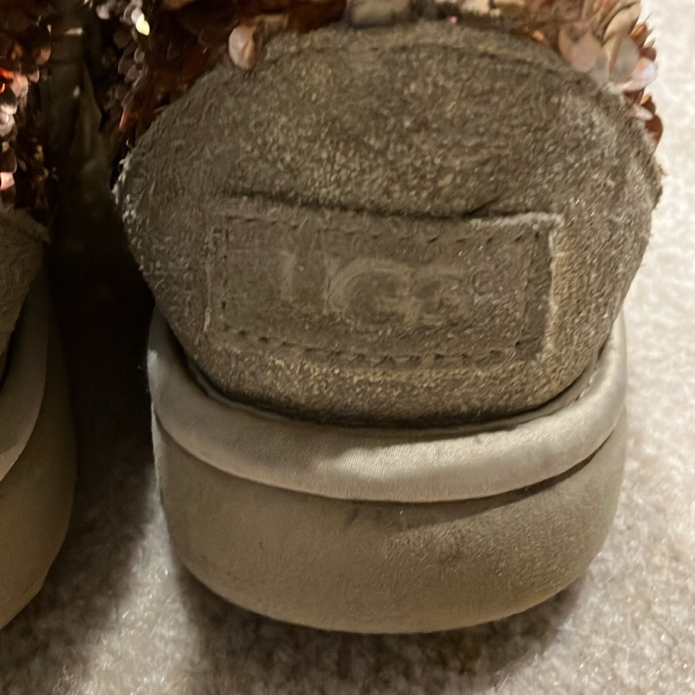 Ugg Boots Gold Sequin With Tan In Very Good Condi… - image 4